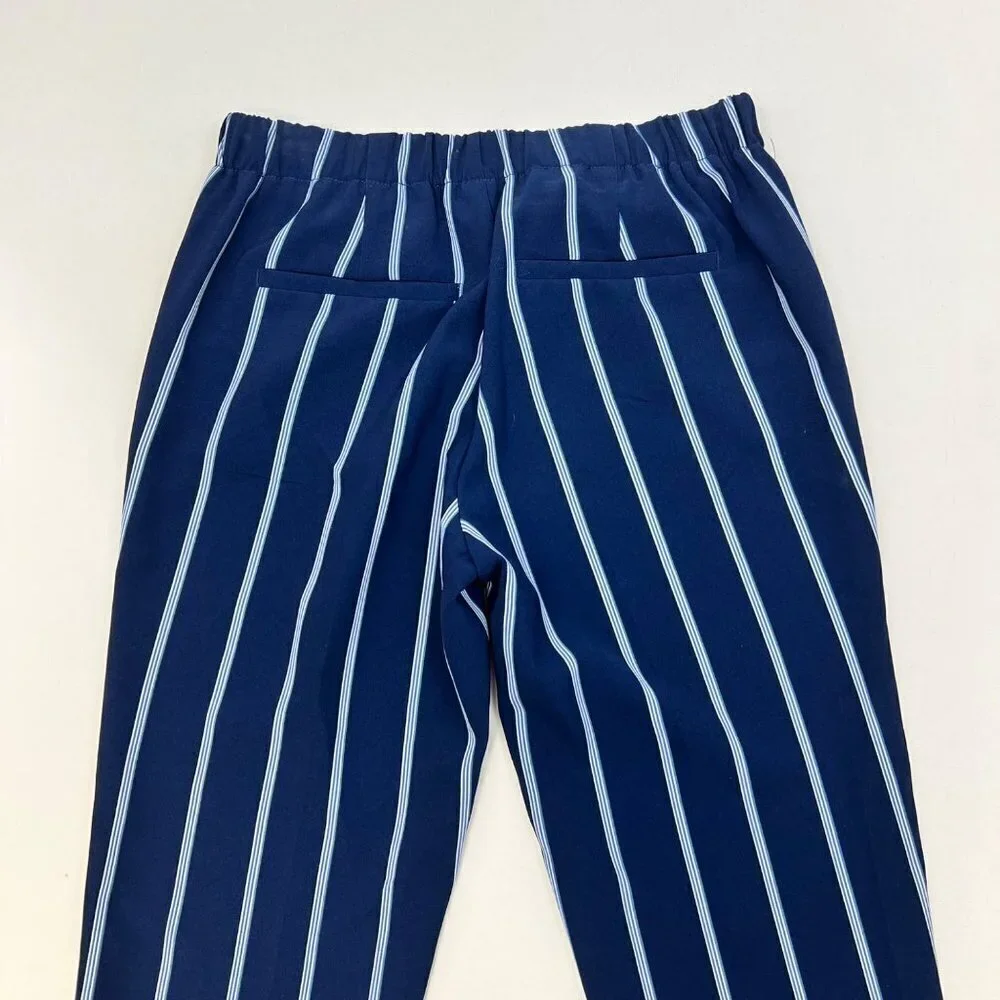Old Navy Cropped Pull On Women’s Blue/White Striped Dress Pants Size 6 - Picture 6 of 8